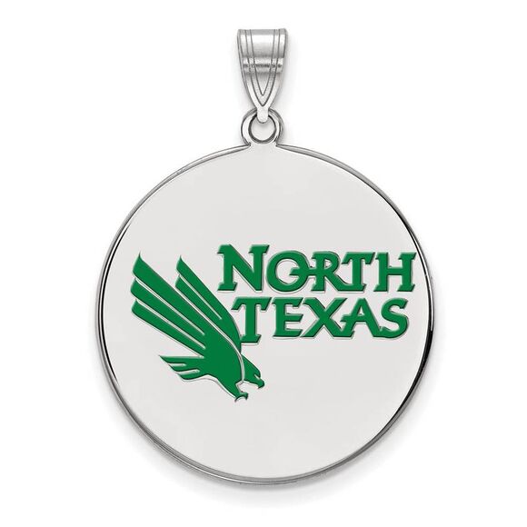 Sterling Silver North Texas XL Enamel Disc Pendant